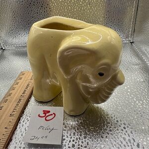 Small Mccoy Yellow Elephant Ceramic Planter